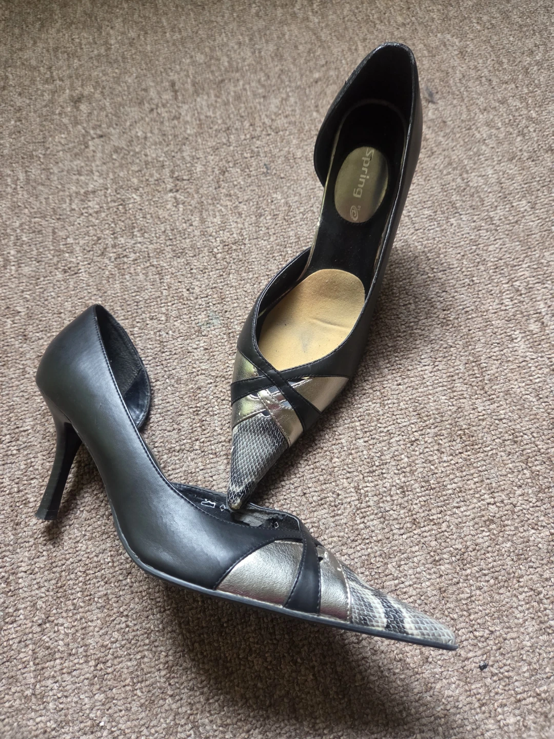 Call It Spring Black & Silver Heels