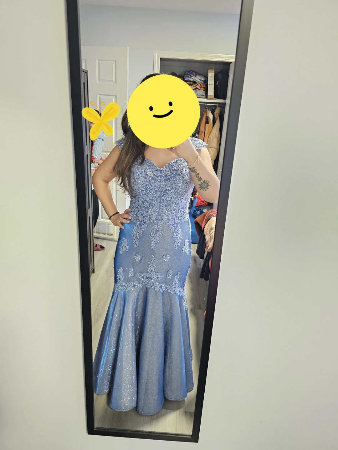 Blue Embellished party wea Dress - photo 4