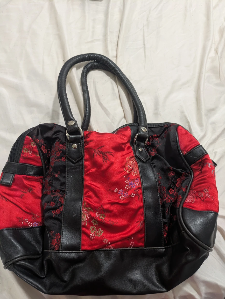 Red and Black Tote Bag