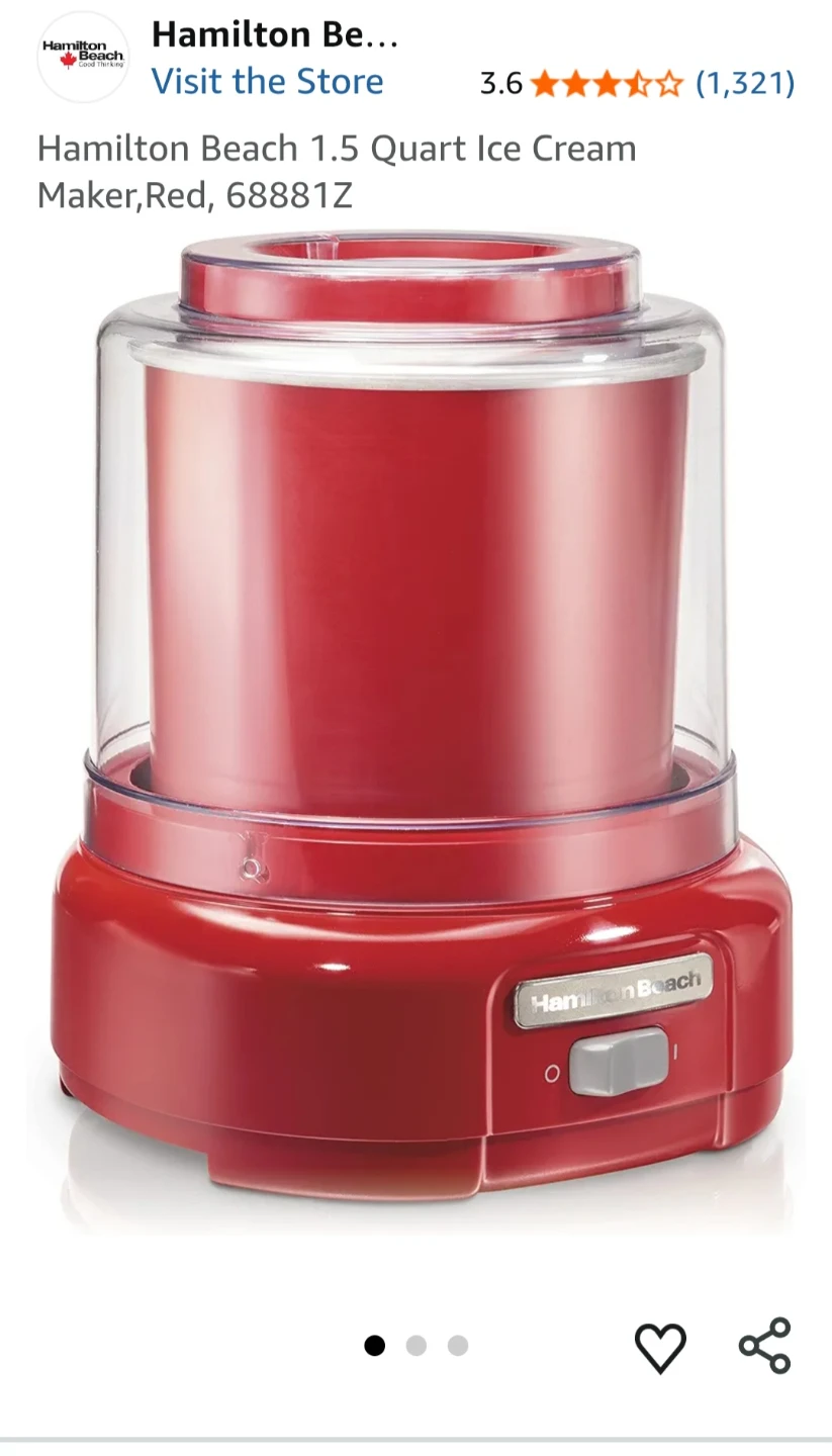 Hamilton Beach 1.5 Quart Ice Cream Maker, Red