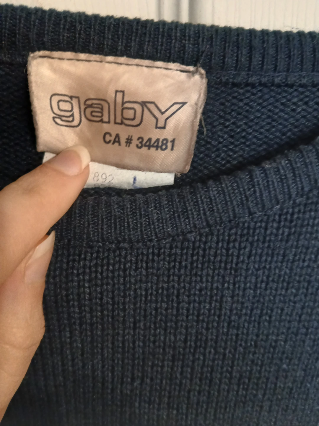 Gaby vintage knit navy blue and cream shortsleeve, L - photo 4