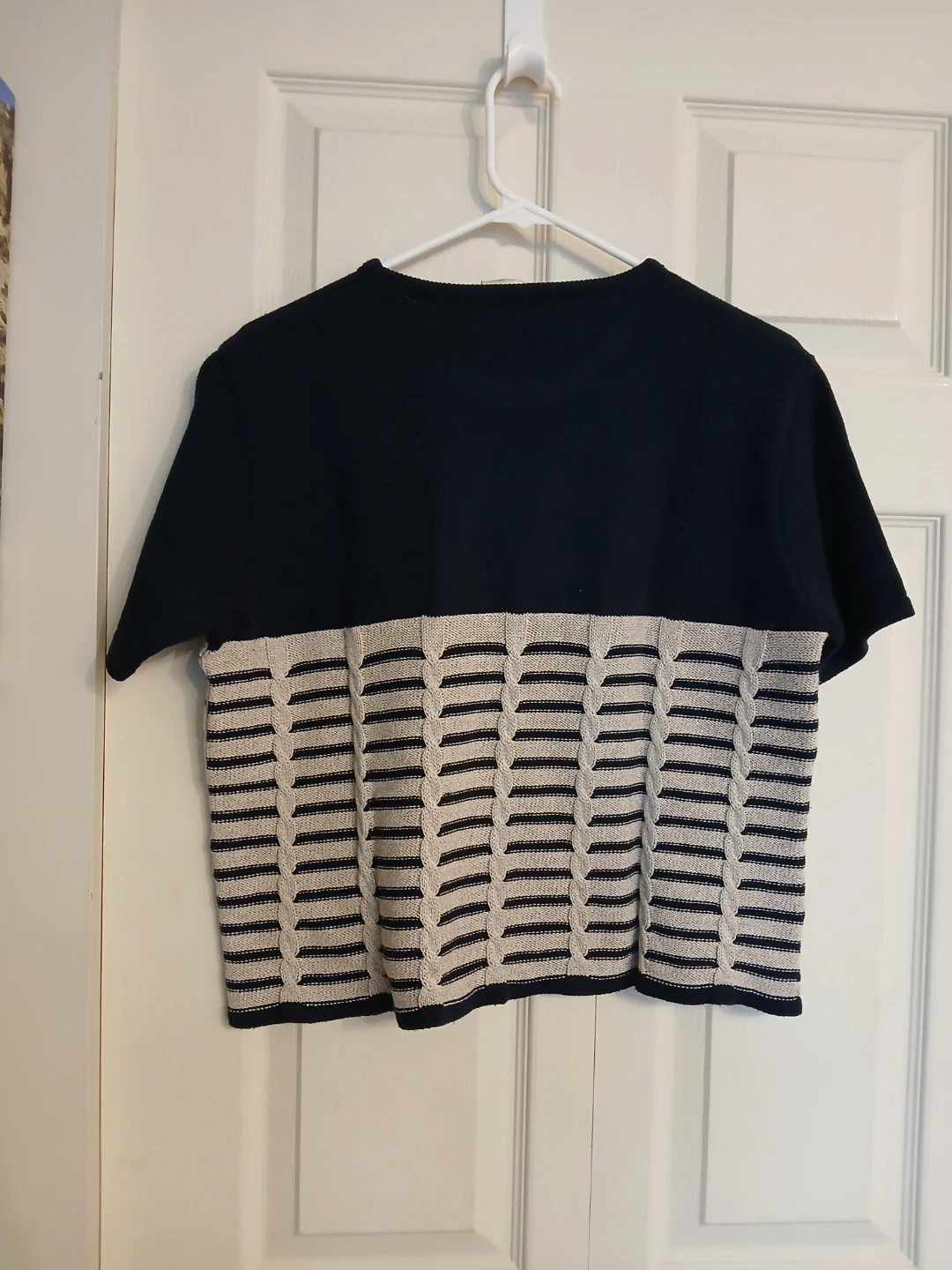 Gaby vintage knit navy blue and cream shortsleeve, L - photo 5