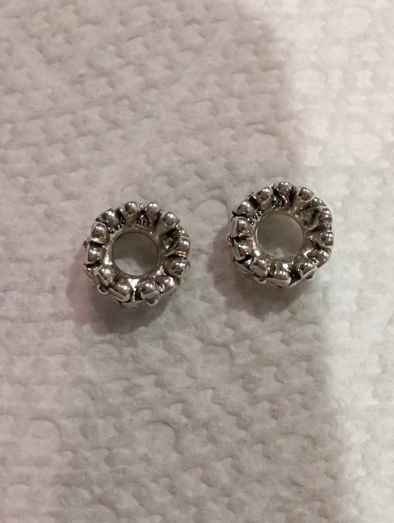 Pandora Darling Daisy White Enamel Floral Spacers Charms