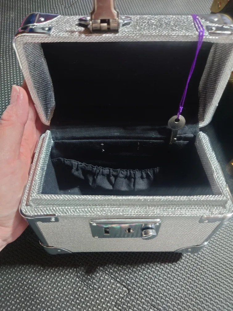 Silver & Black Mini Suitcase Style Cosmetic Cases image indicator(2)