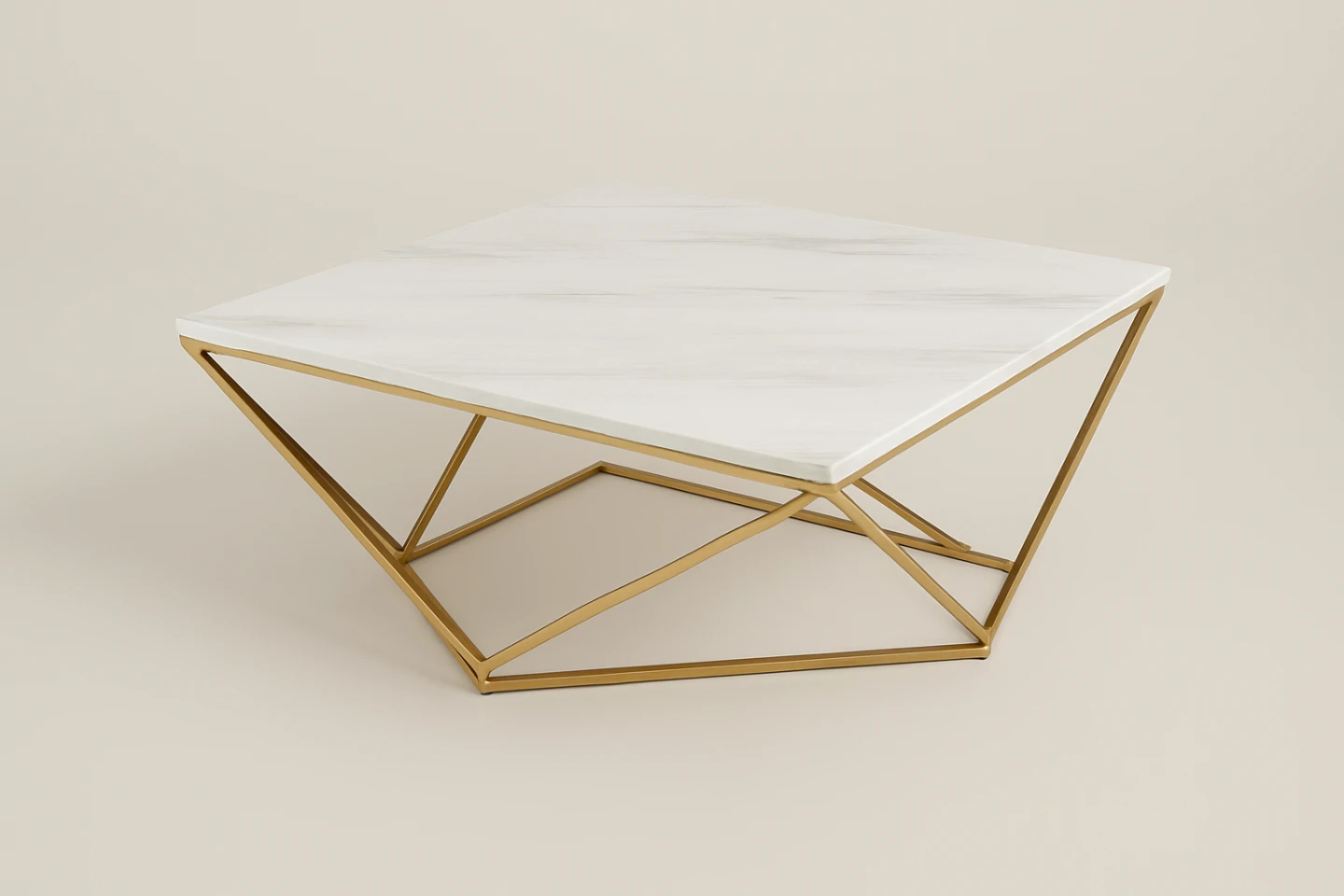 Lynn 39" Coffee Table - Marble and Gold - photo 2