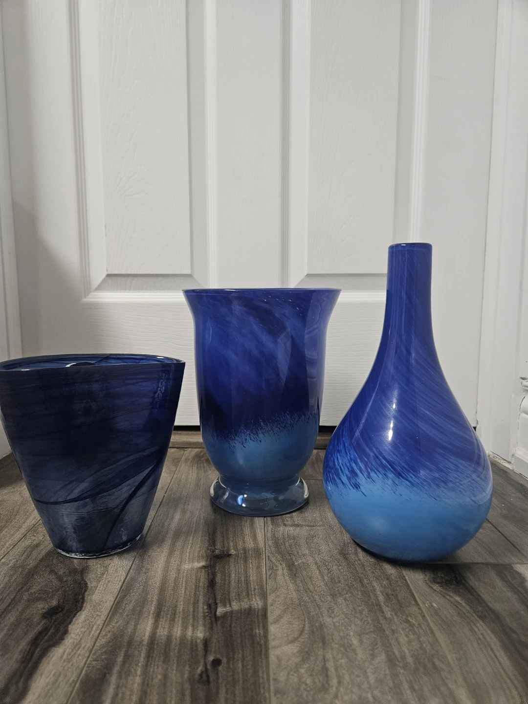 Blue Alabaster Glass Vases Set - photo 3