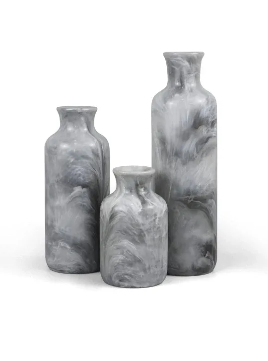 Decorative Marble Vases - Set of 3