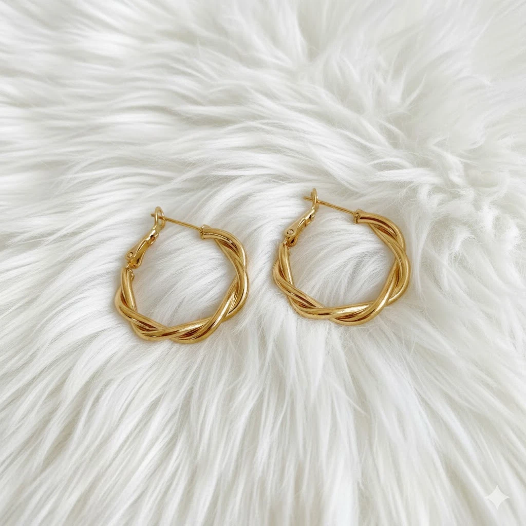 Gold-toned Twisted Hoop Earrings