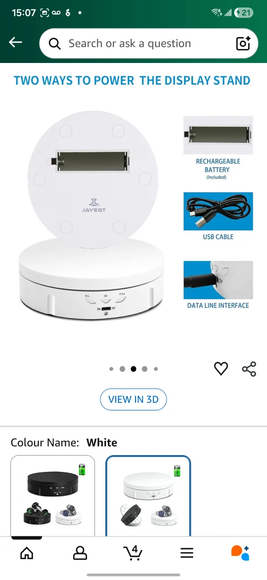 JAYEGT Motorized Rotating Display Stand - White - photo 4
