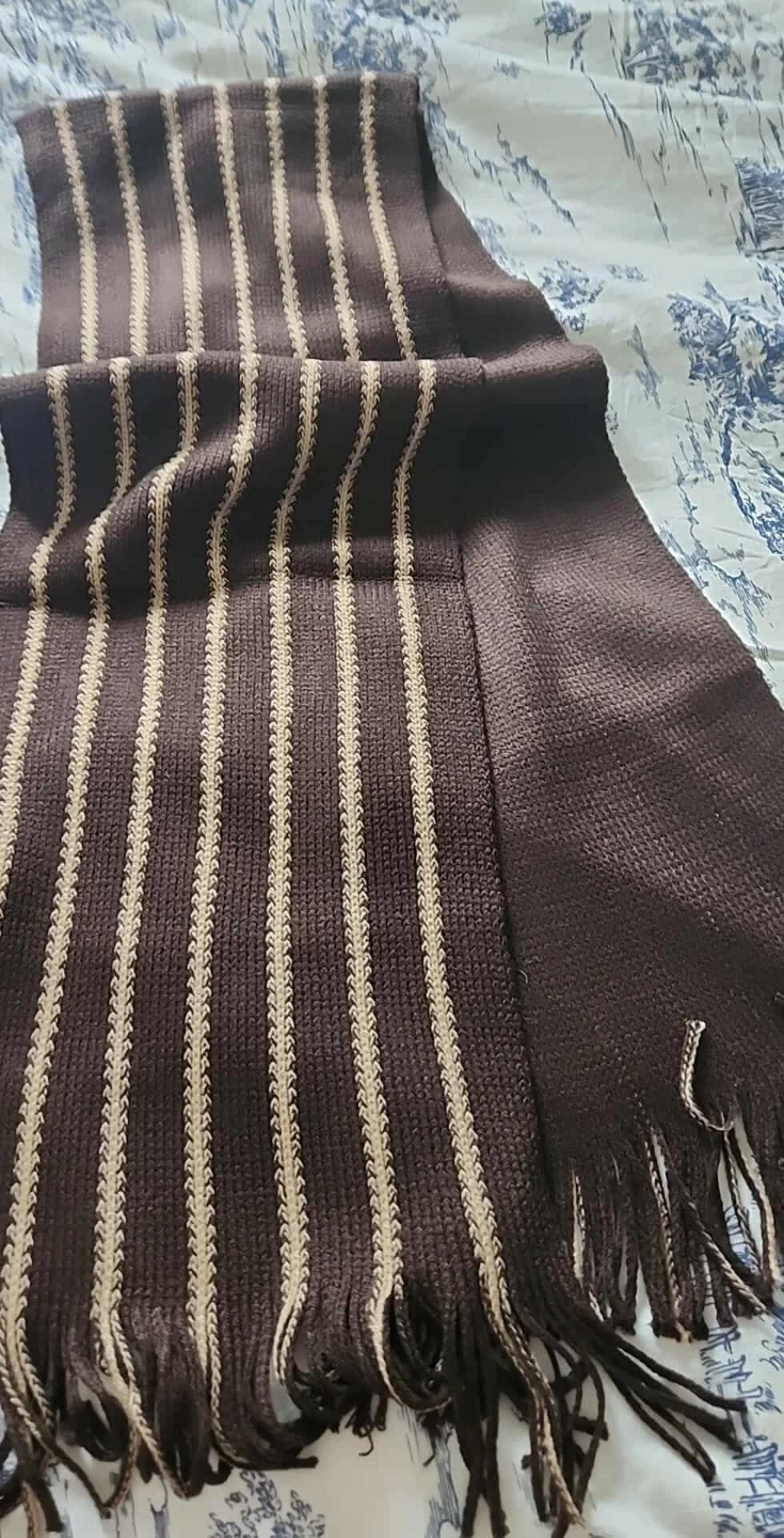 NEW Brown Striped Scarf with Fringes - photo 2