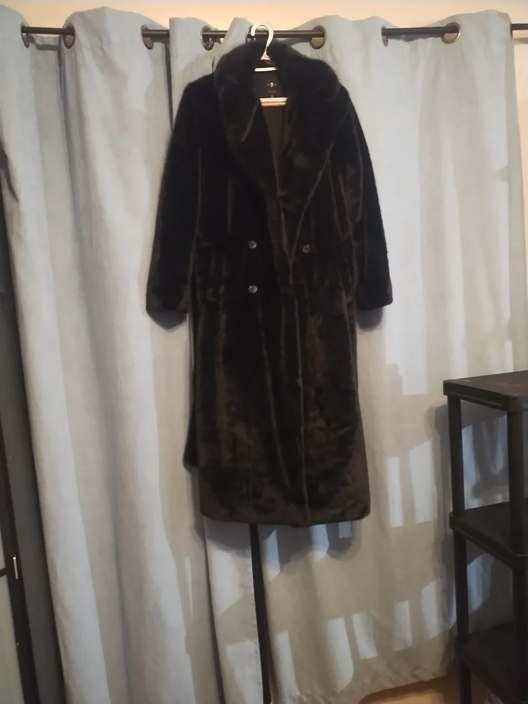 7 For All Mankind Black Faux Fur Coat - Size S