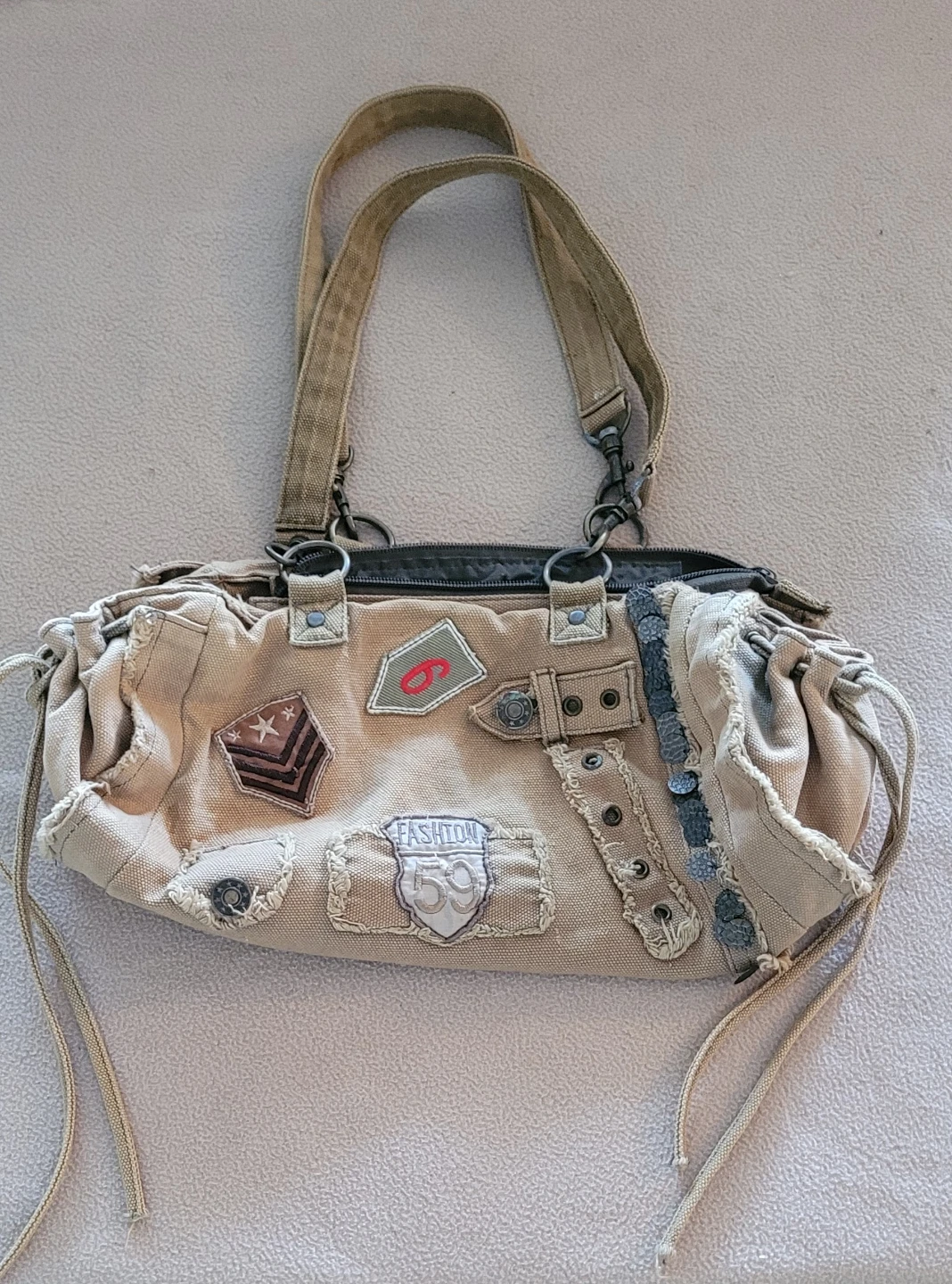 Shoulder Bag with Patches