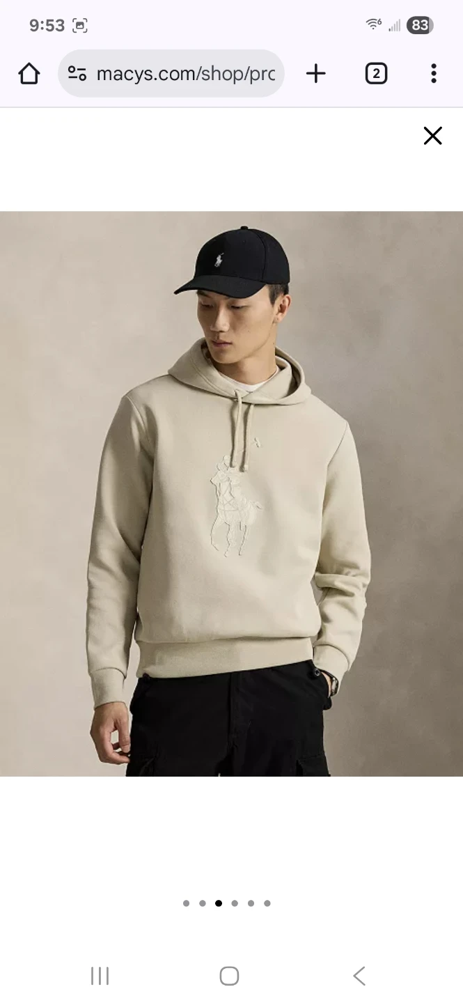 Ralph Lauren Beige leather print pony Hoodie - Size L
