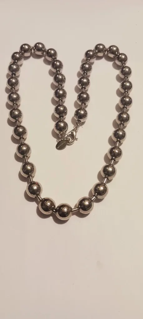 New !!  SilverTone Ball Beaded Necklace image indicator(3)