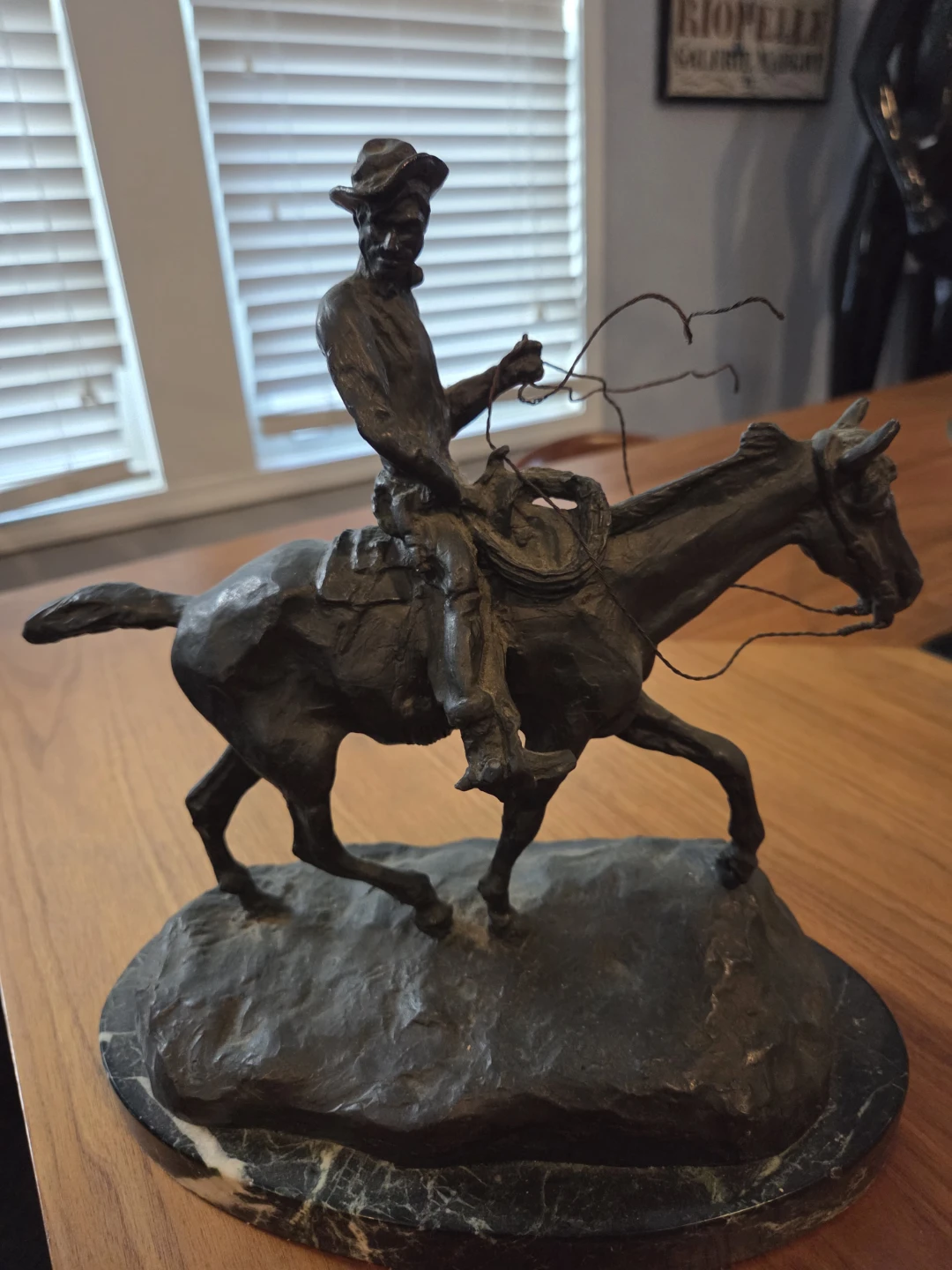 Cowboy on Horseback Statue - photo 2