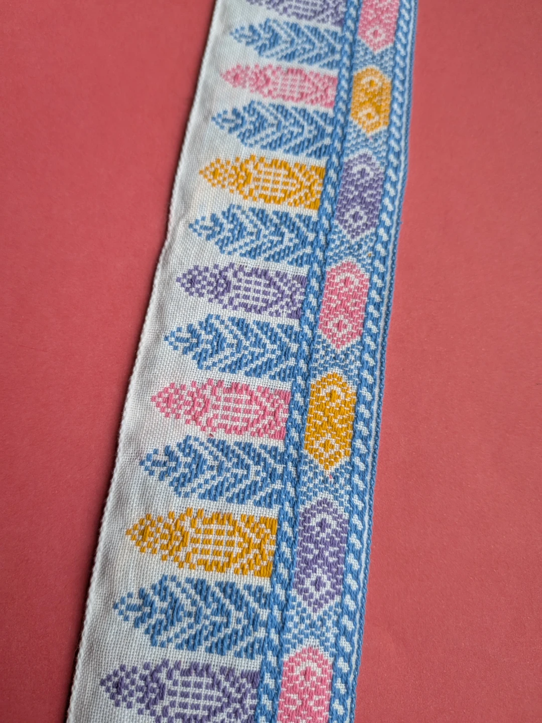 Vintage 1950's rare Jacquard Trim - ONE YARD - photo 3