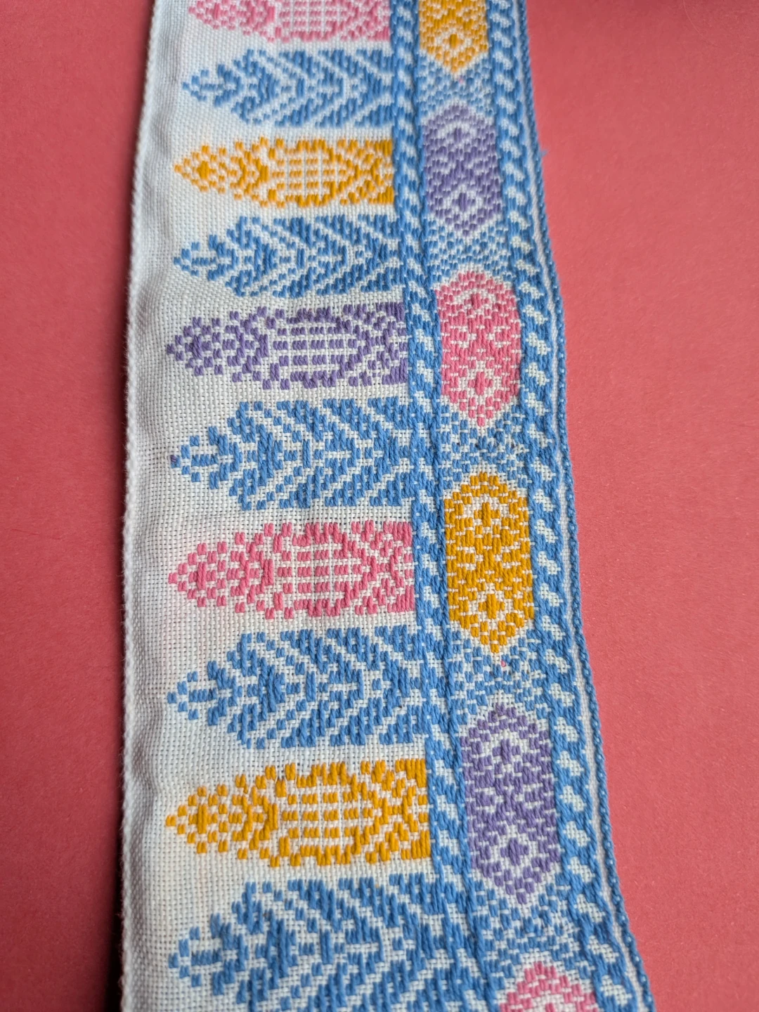 Vintage 1950's rare Jacquard Trim - ONE YARD - photo 5