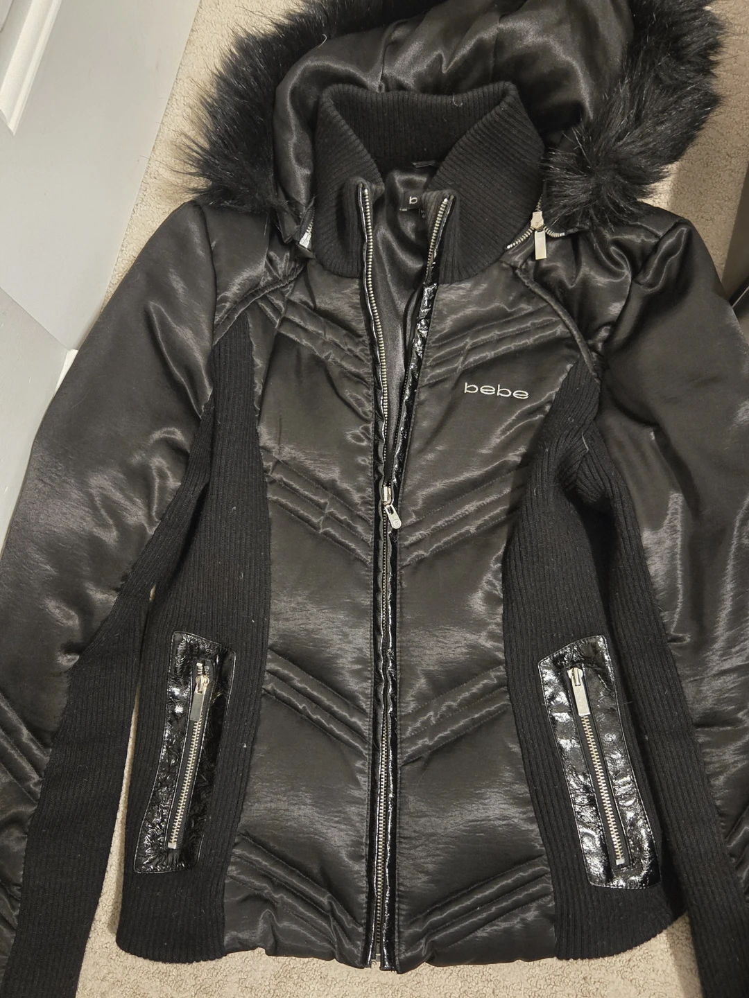 Bebe Black Winter Coat Size L