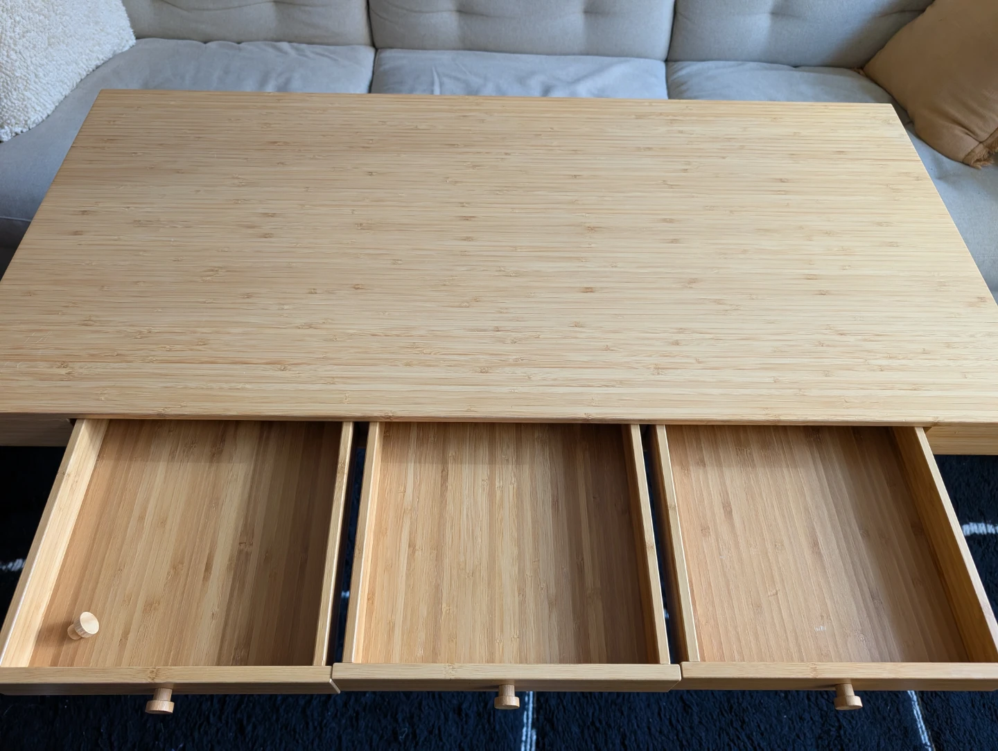 IKEA Lillasen Bamboo Desk with White Legs - photo 2
