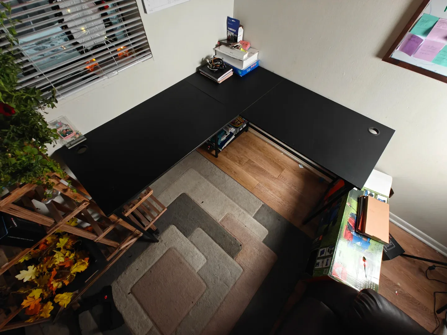 Black L-Shaped Desk with Shelf