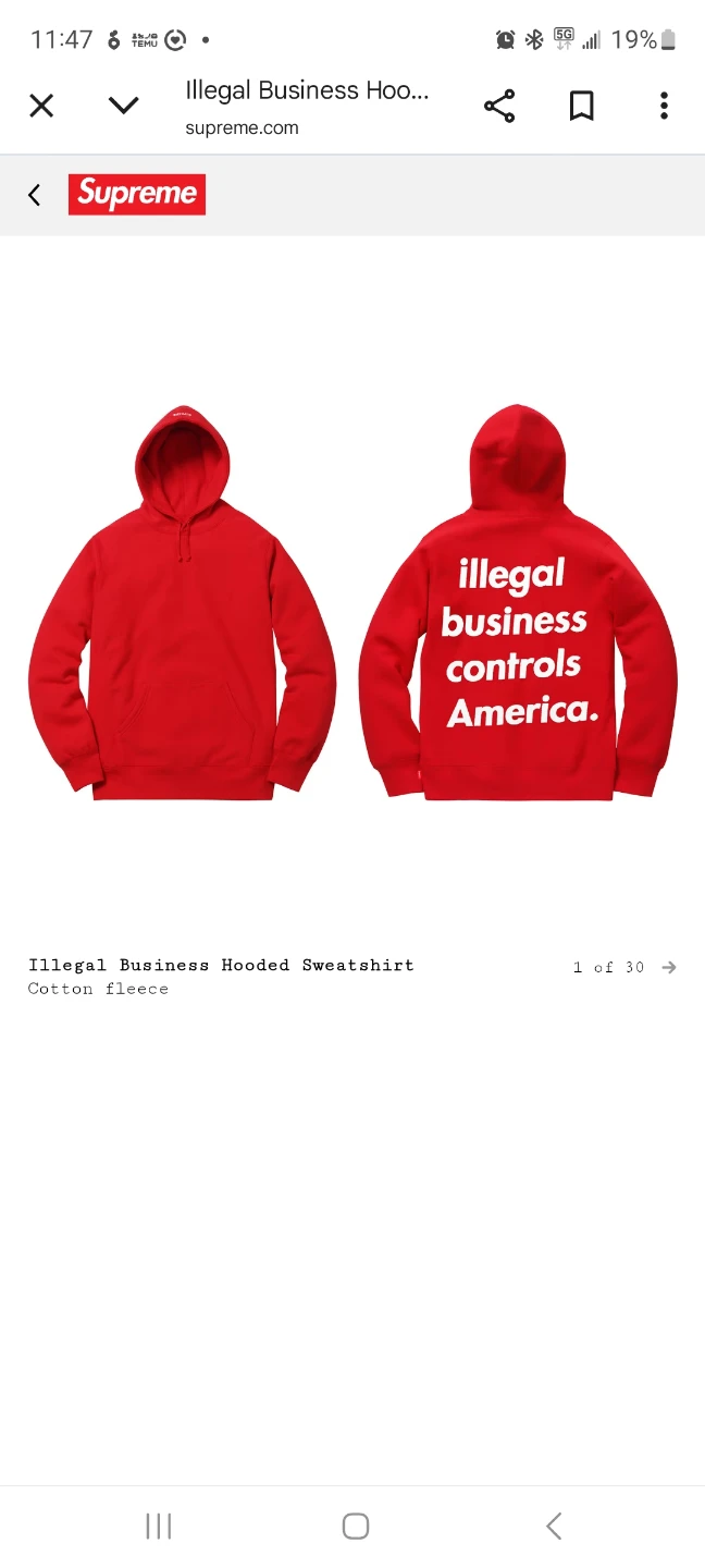 Supreme Illegal Business Hooded Sweatshirt - Red