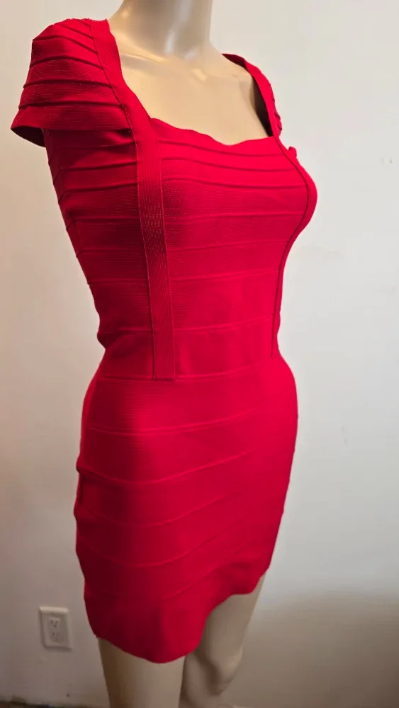 Herve Leger Red Bandage Dress M #Cleanout