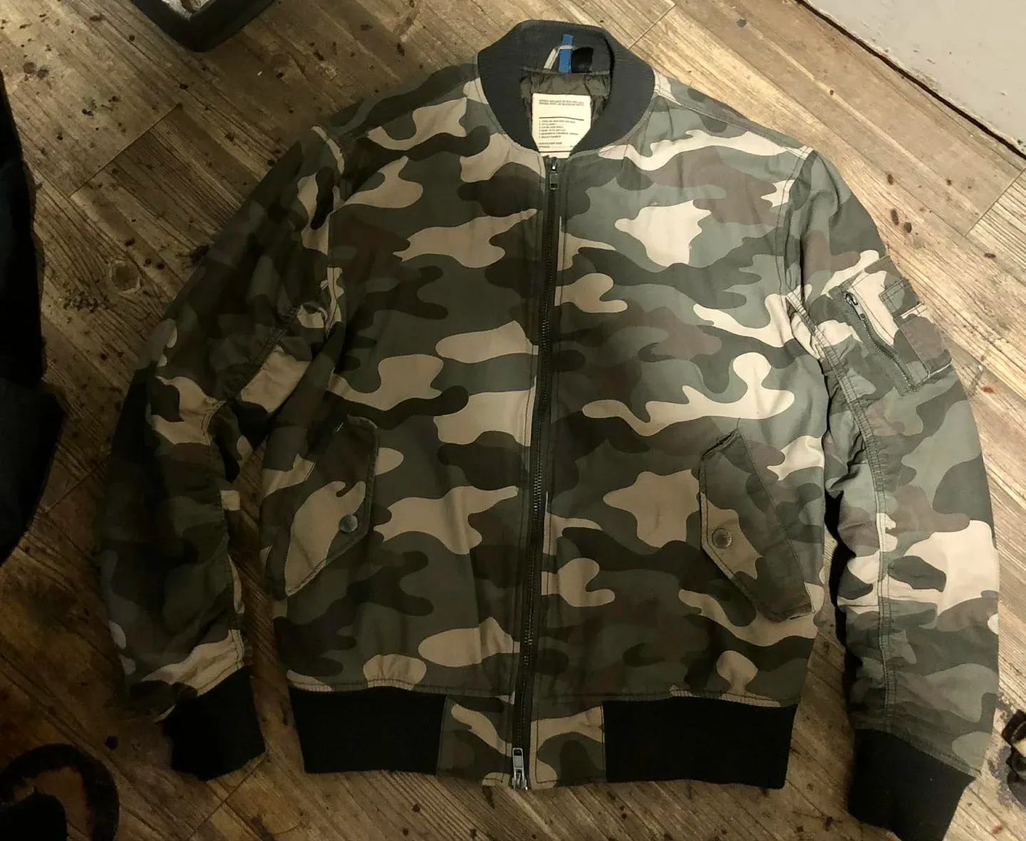 Camo Print Bomber Jacket