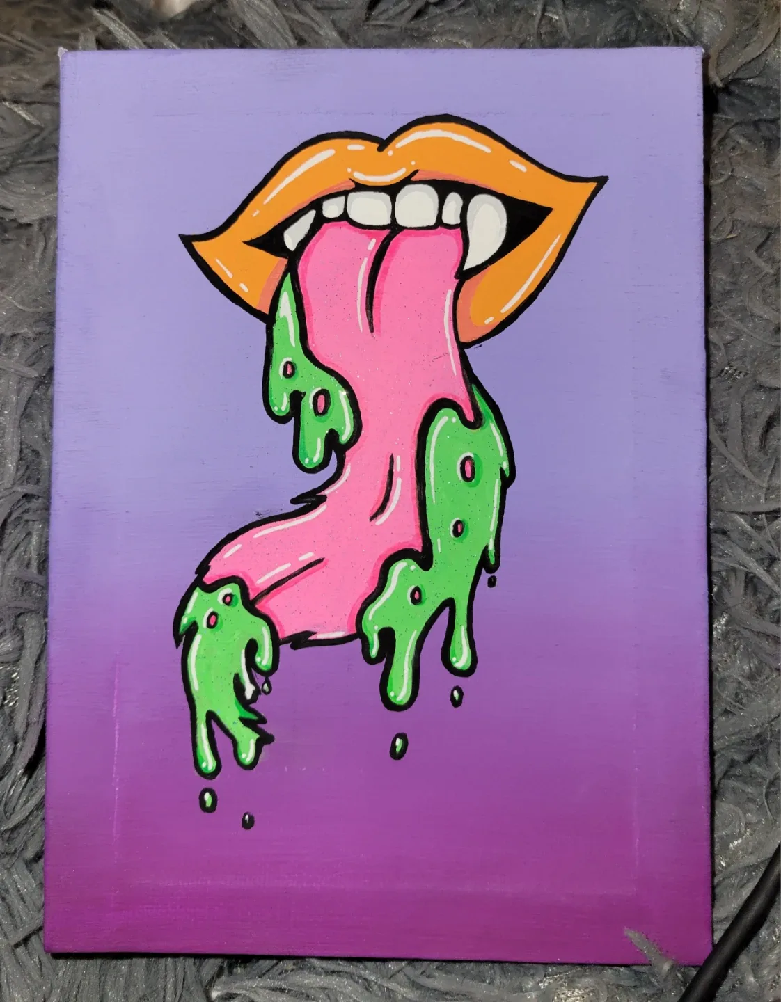 Hand-Painted Dripping Tongue Art