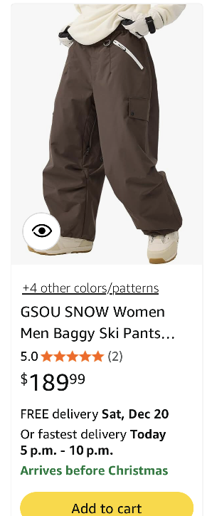 NEW M size GSOU SNOW Women/Men Baggy Ski Pants