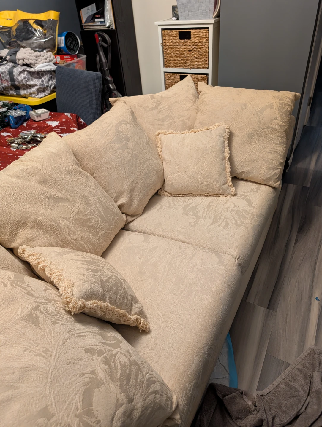 Beige Floral Patterned Sofa
