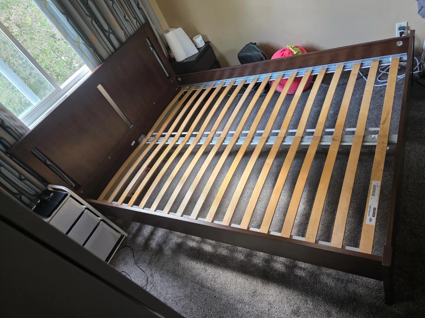 Queen Size Bed Frame - Dark Wood