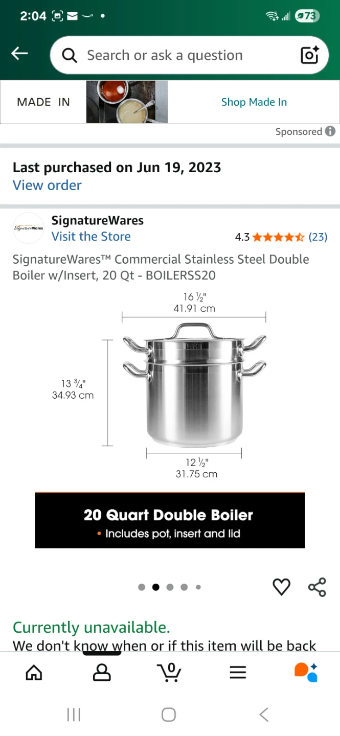 New SignatureWares 20 Qt Double Boiler w/Insert - photo 3