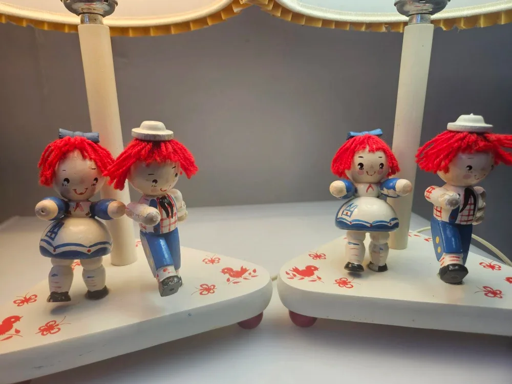 Vintage 1974 Raggedy Ann & Andy Lamp Set