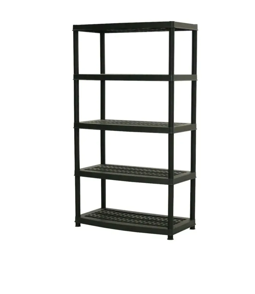 5-Tier Black Plastic Shelving Unit