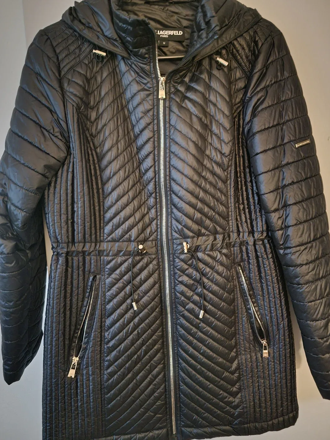 Karl Lagerfeld Black Puffer Jacket - Size M image indicator(3)