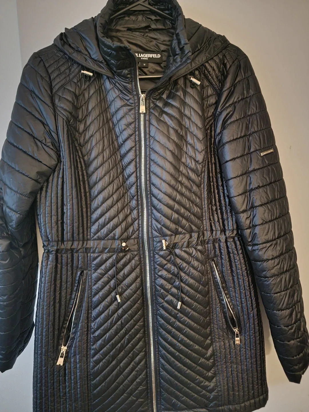 Karl Lagerfeld Black Puffer Jacket - Size M image indicator(5)