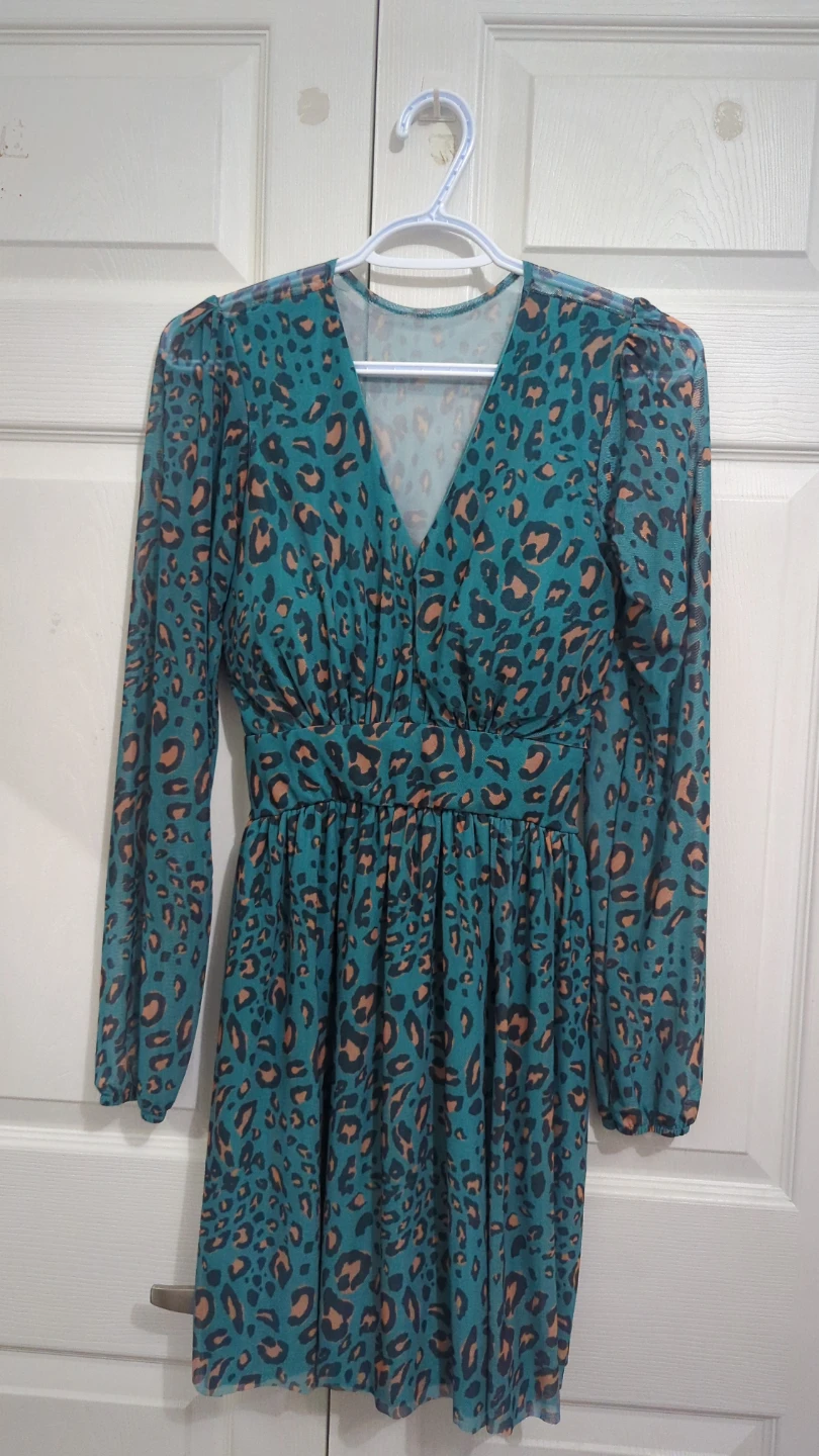 Brazilian Leopard Print Mini Dress - Teal