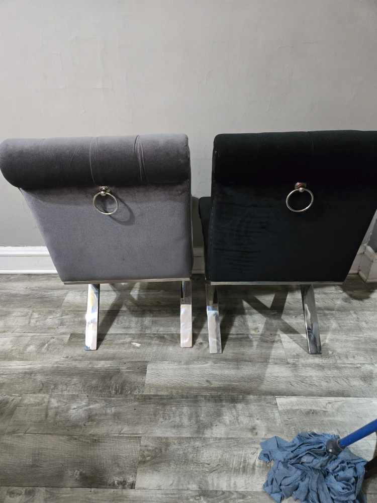 Tufted Velvet Accent Chair - Black & Gray