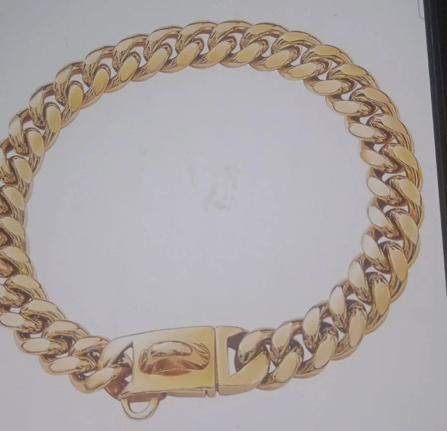 Stainless Golden Color Link  collar - 16'' Necklace.