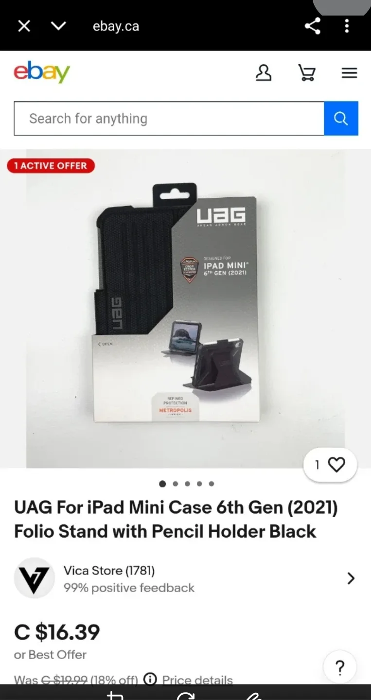 (NEW) UAG iPad Mini 6th Gen (2021) Folio Case - Black #Cleanout image indicator(5)