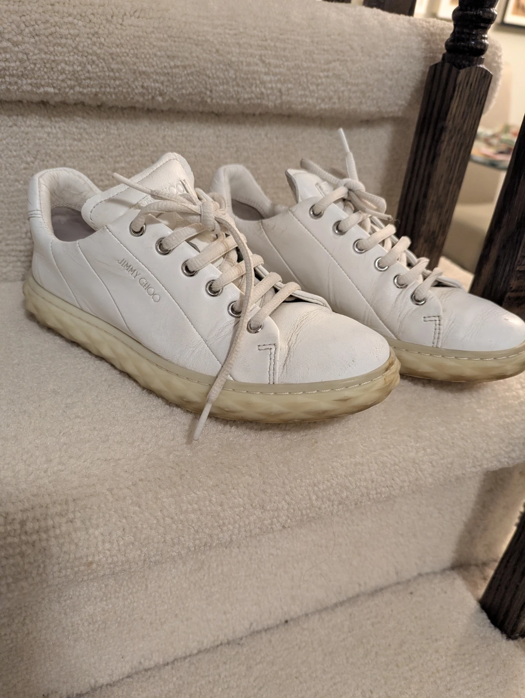 Jimmy Choo White Leather Sneakers size 5 - photo 2