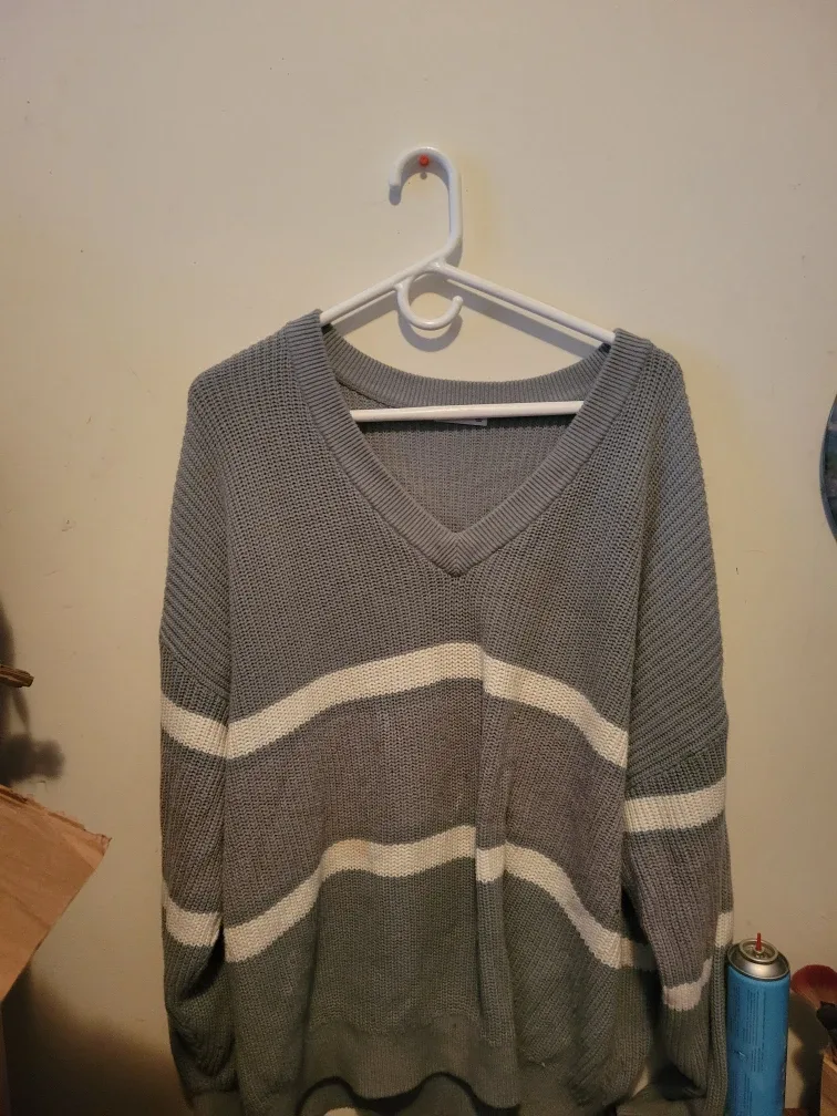 TNA teal & white striped knit Sweater - Size L