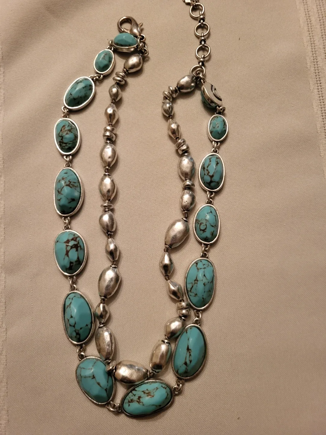 Turquoise & Silver Tone Necklace