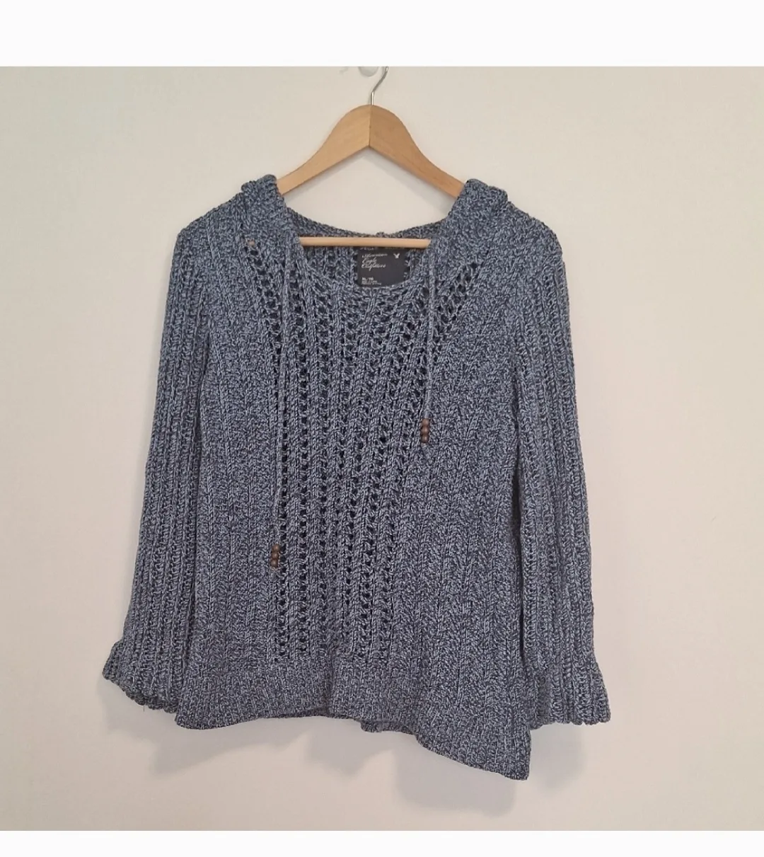 American Eagle Outfitters Blue Knit Hoodie - XL