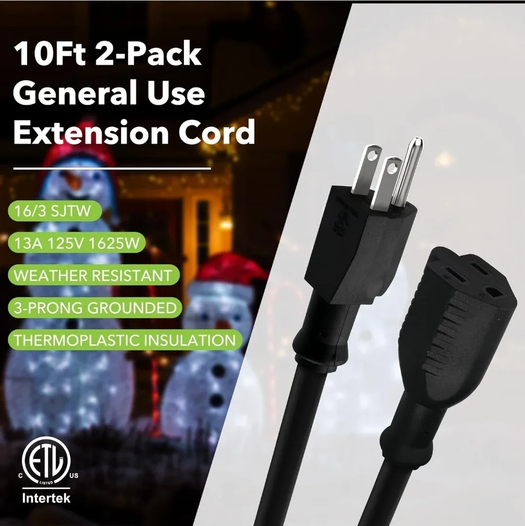 10 Ft Outdoor Extension Cord - 2 Pack image indicator(3)