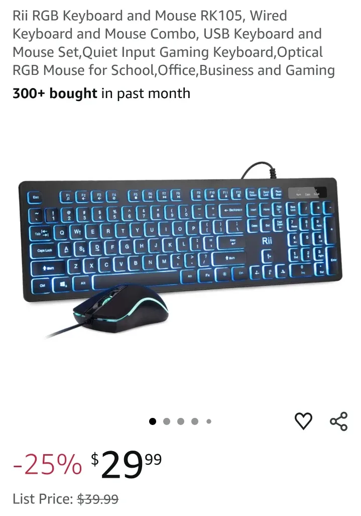 Rii RK105 RGB Keyboard and Mouse Combo - New in Box! image indicator(4)