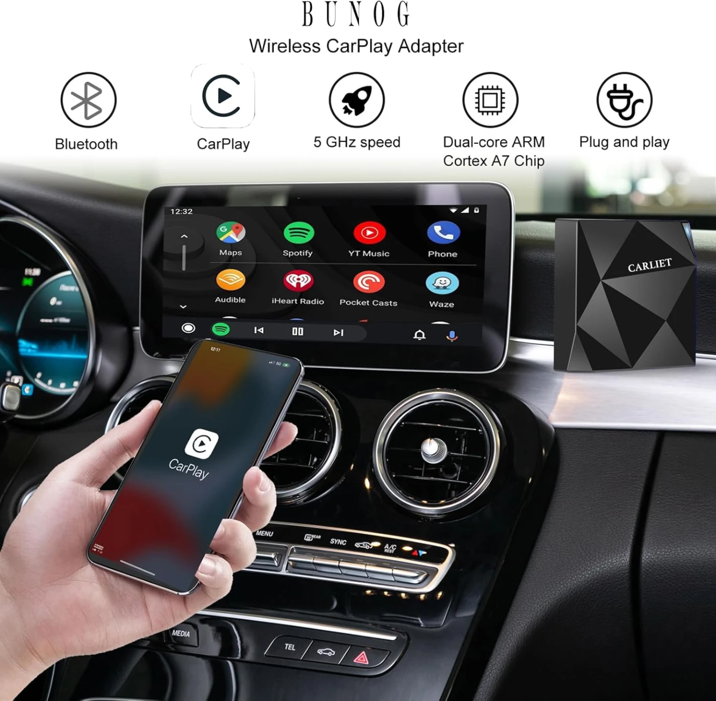 Wireless CarPlay Adapter, Wireless Car Dongle for OEM Wire
