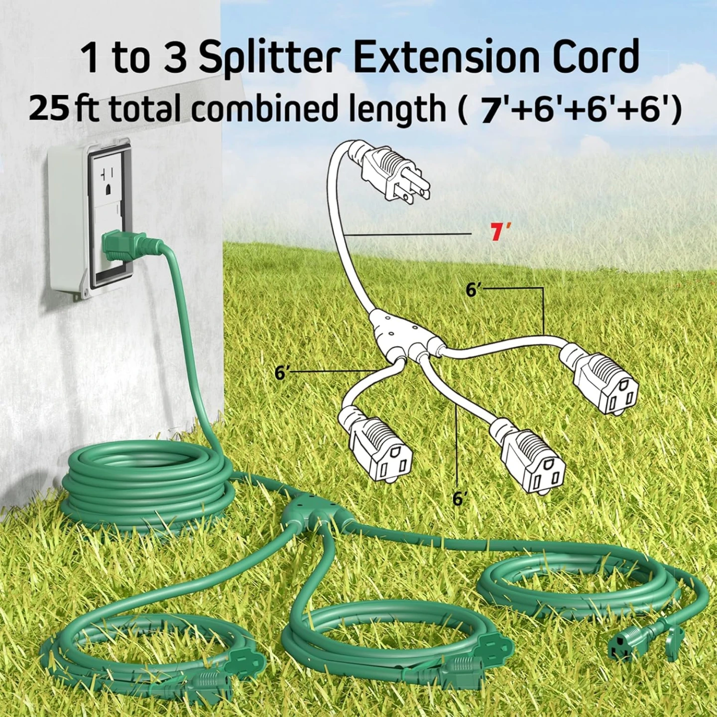 1 to 3 Splitter Extension Cord - photo 2