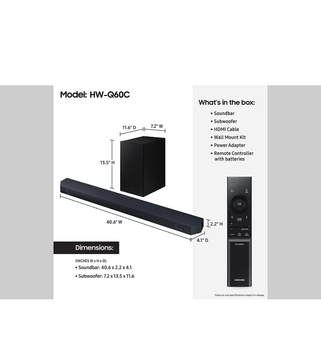 Samsung HW-Q60C Soundbar w/ Subwoofer - photo 3