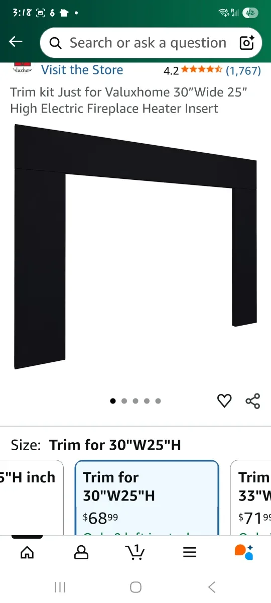 30" Electric Fireplace Trim Kit